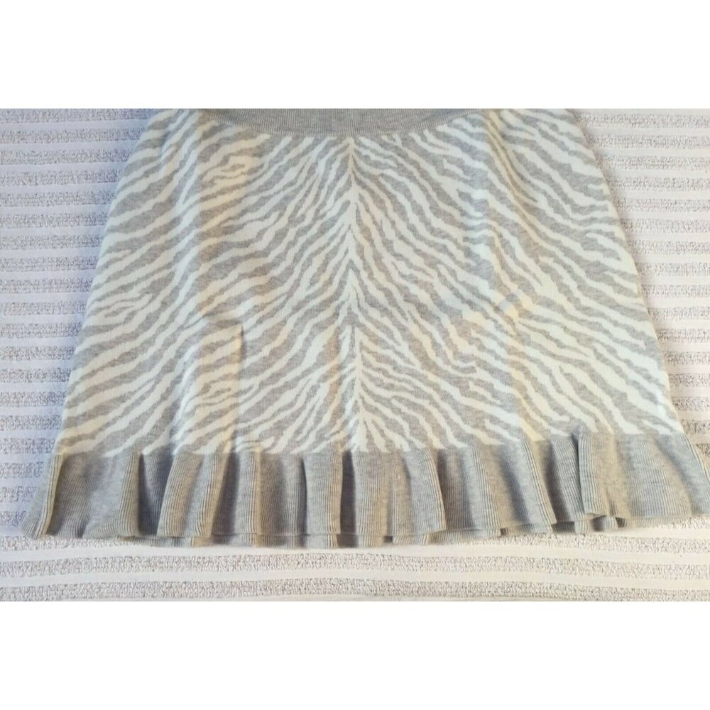 New Dolan Left Coast Womens Zebra Ruffled Knit Mini Skirt Gray Plus Size 1X $118